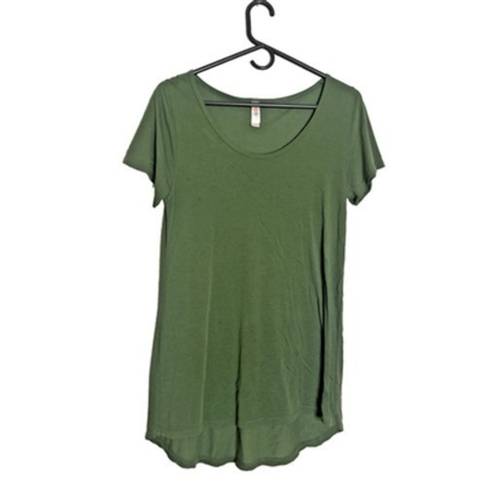 LuLaRoe Top Women's XS Runs Big Green Stretch Comfort Short Sleeve